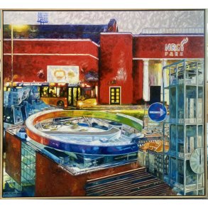 Aarhus Stadion, oliemaleri 120x130cm af Sarah Hi