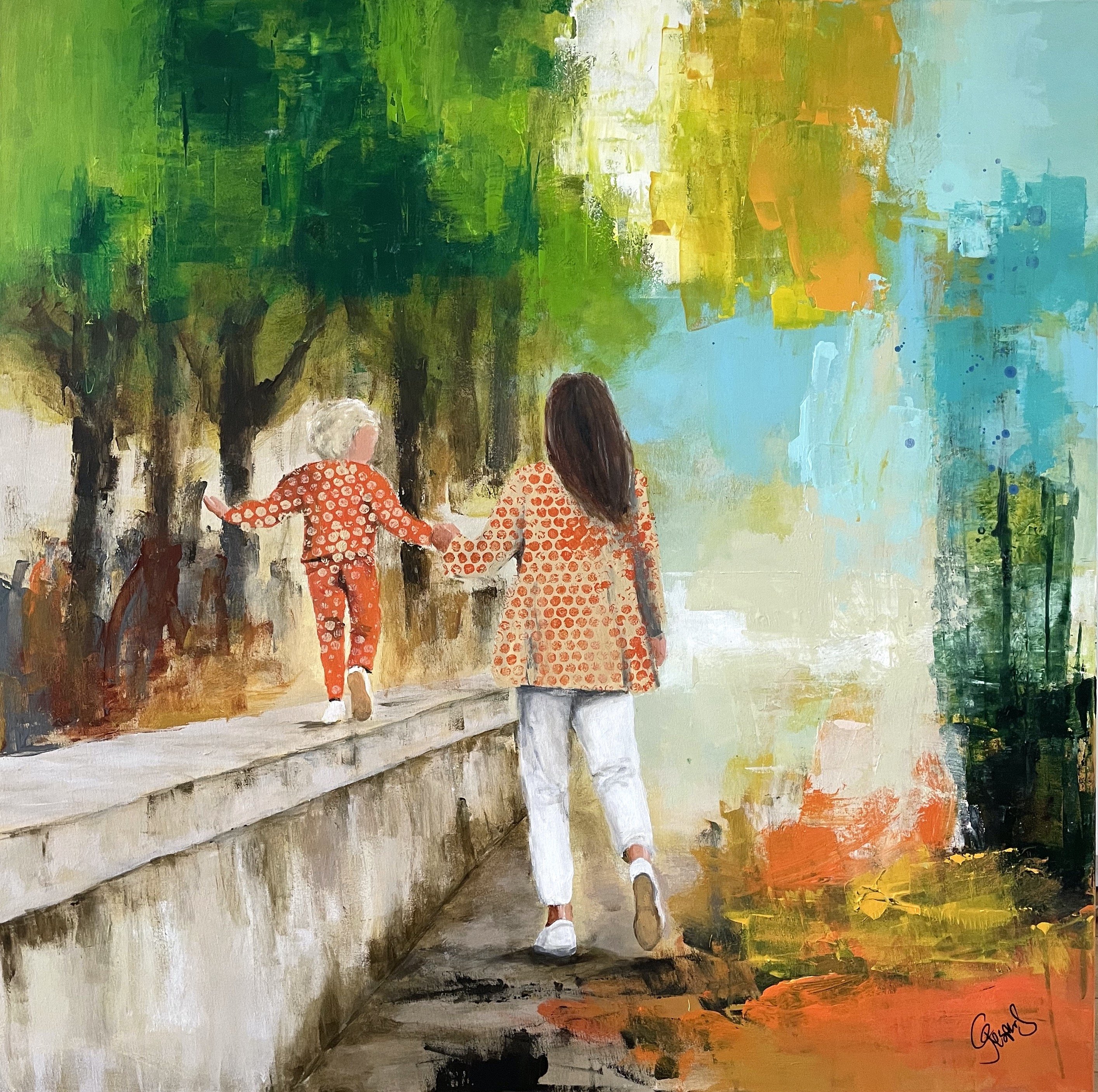 A Walk in the Park 100x100cm maleri  af Jesper Srensen