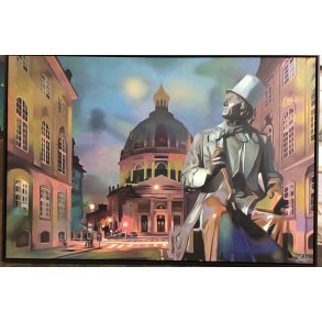 HC Andersen og Markorkirken  maleri 100x150cm af Sarah H�i