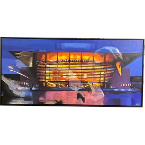 Operahuset og svanes�en maleri 80x180cm af Sarah H�i