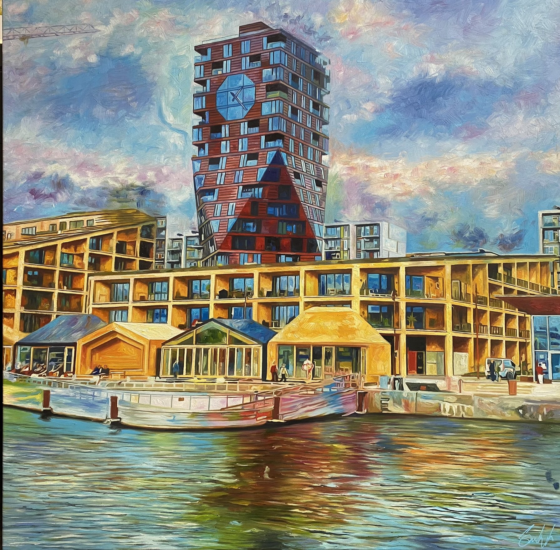 Ingels Kampanilen, oliemaleri 100x100cm af Sarah Hi