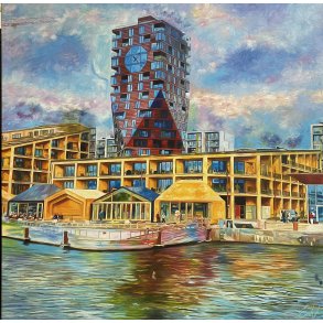 Ingels Kampanilen, oliemaleri 100x100cm af Sarah H�i