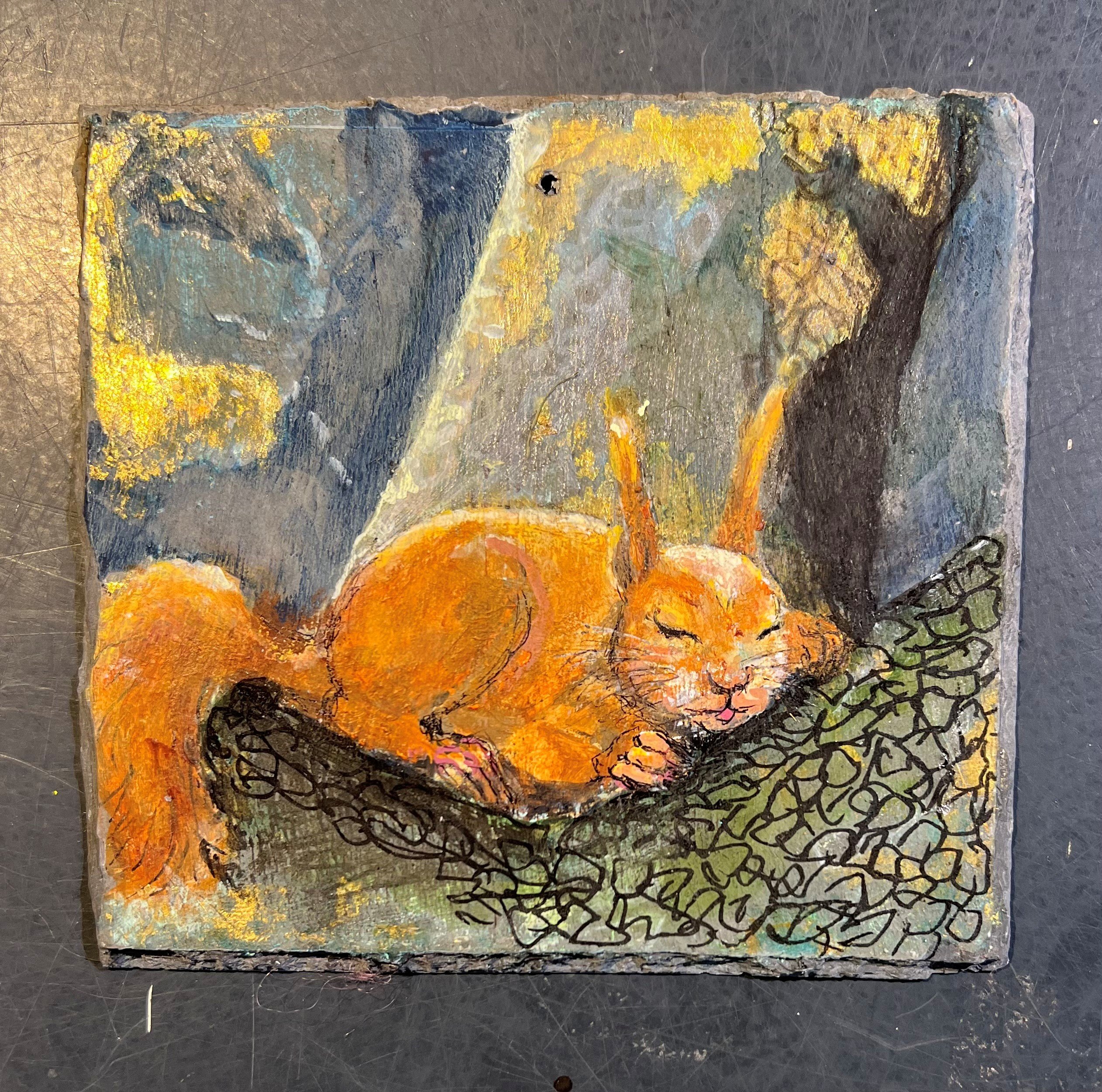 Anne-Mette Lehrskov, 12x12cm maleri af egern