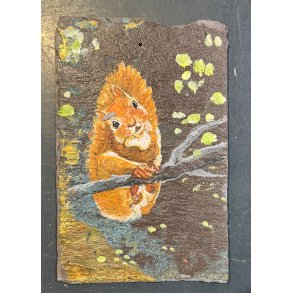 Anne-Mette Lehrskov, 12x18cm egern maleri p skiffer