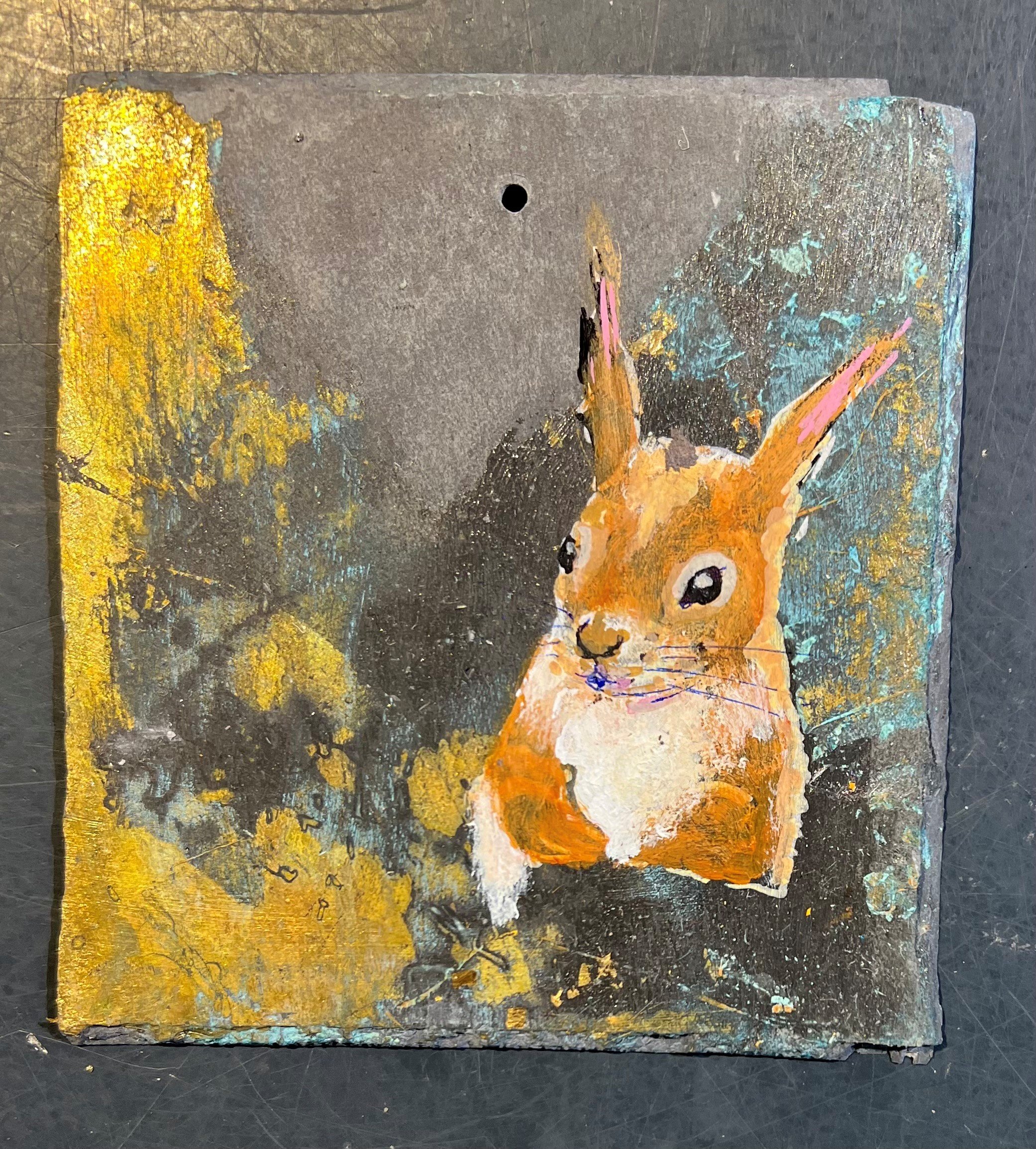 Anne-Mette Lehrskov, 12x12cm maleri p skiffer