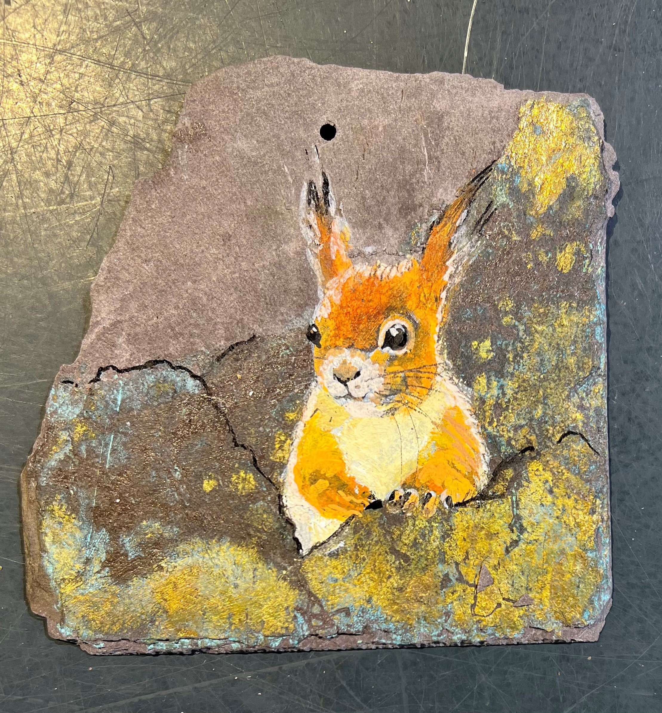 Anne-Mette Lehrskov, 12x12cm maleri p skiffer