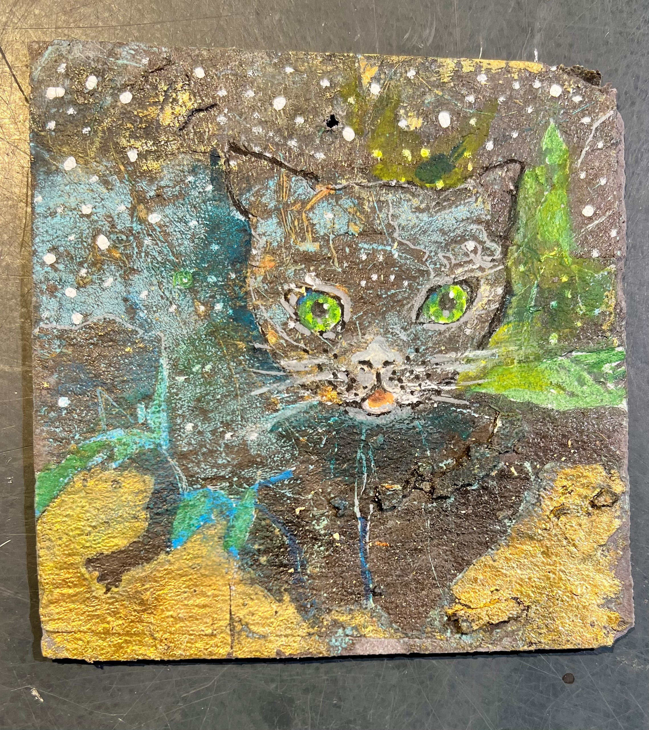 Anne-Mette Lehrskov, 12x12cm maleri p skiffer