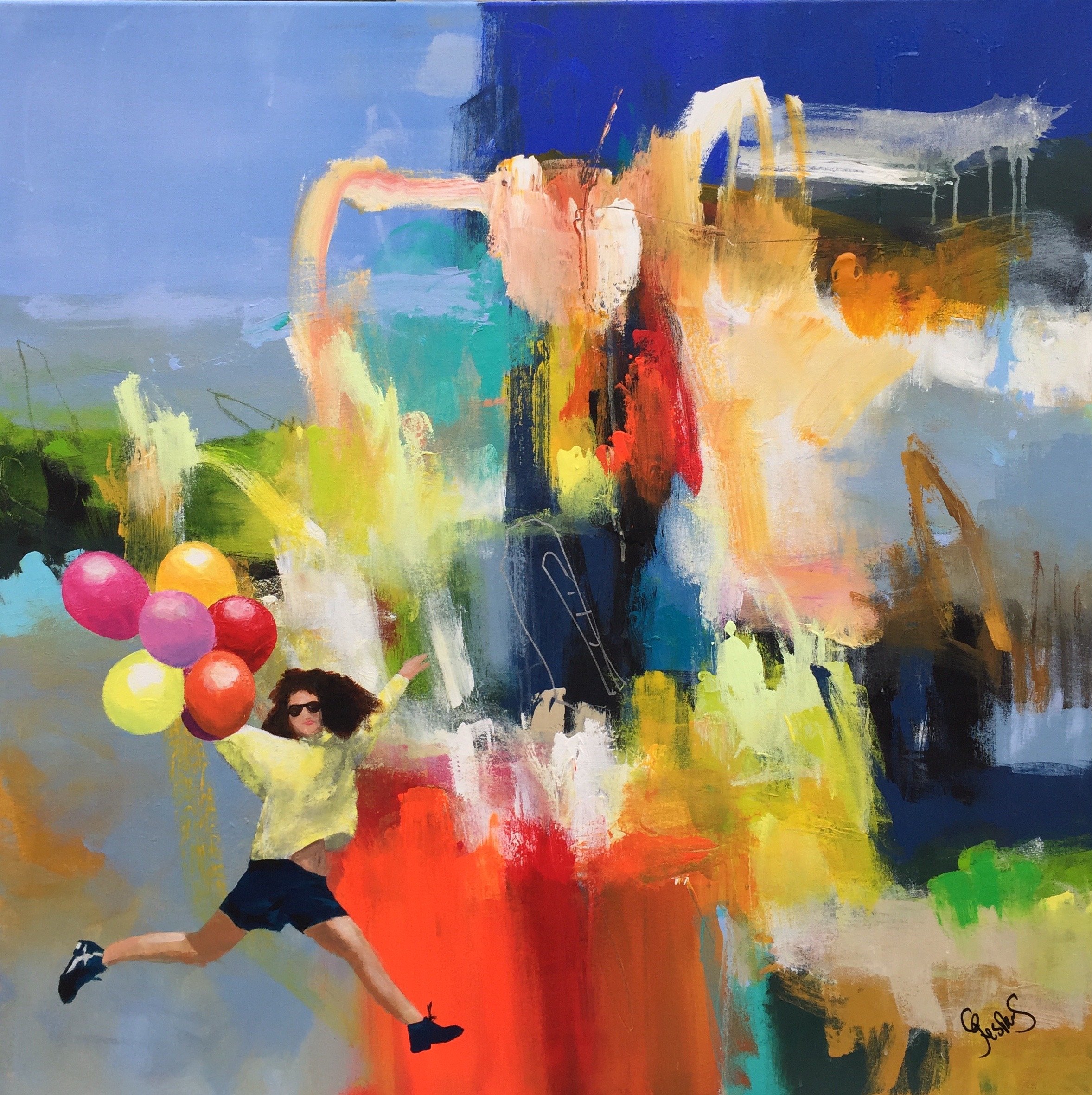 I'm Alive 100x100cm maleri  af Jesper Srensen