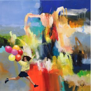 I'm Alive 100x100cm maleri  af Jesper Srensen