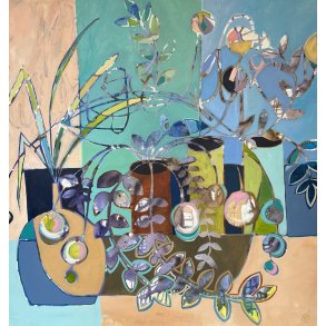 Hanne Ernst, 120x120cm Blomstermaleri