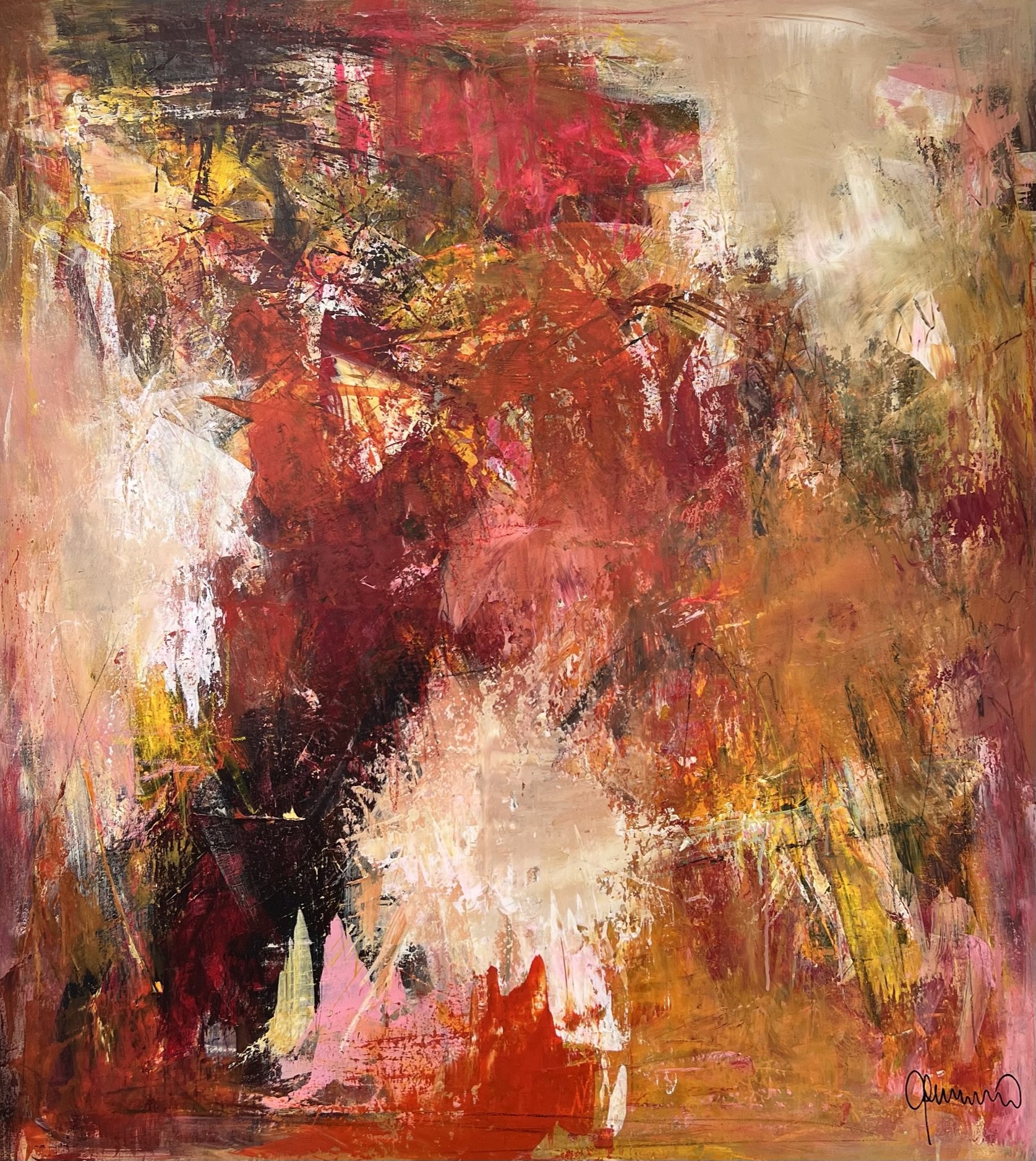 Susanne Gemmer 100x110cm abstrakt maleri