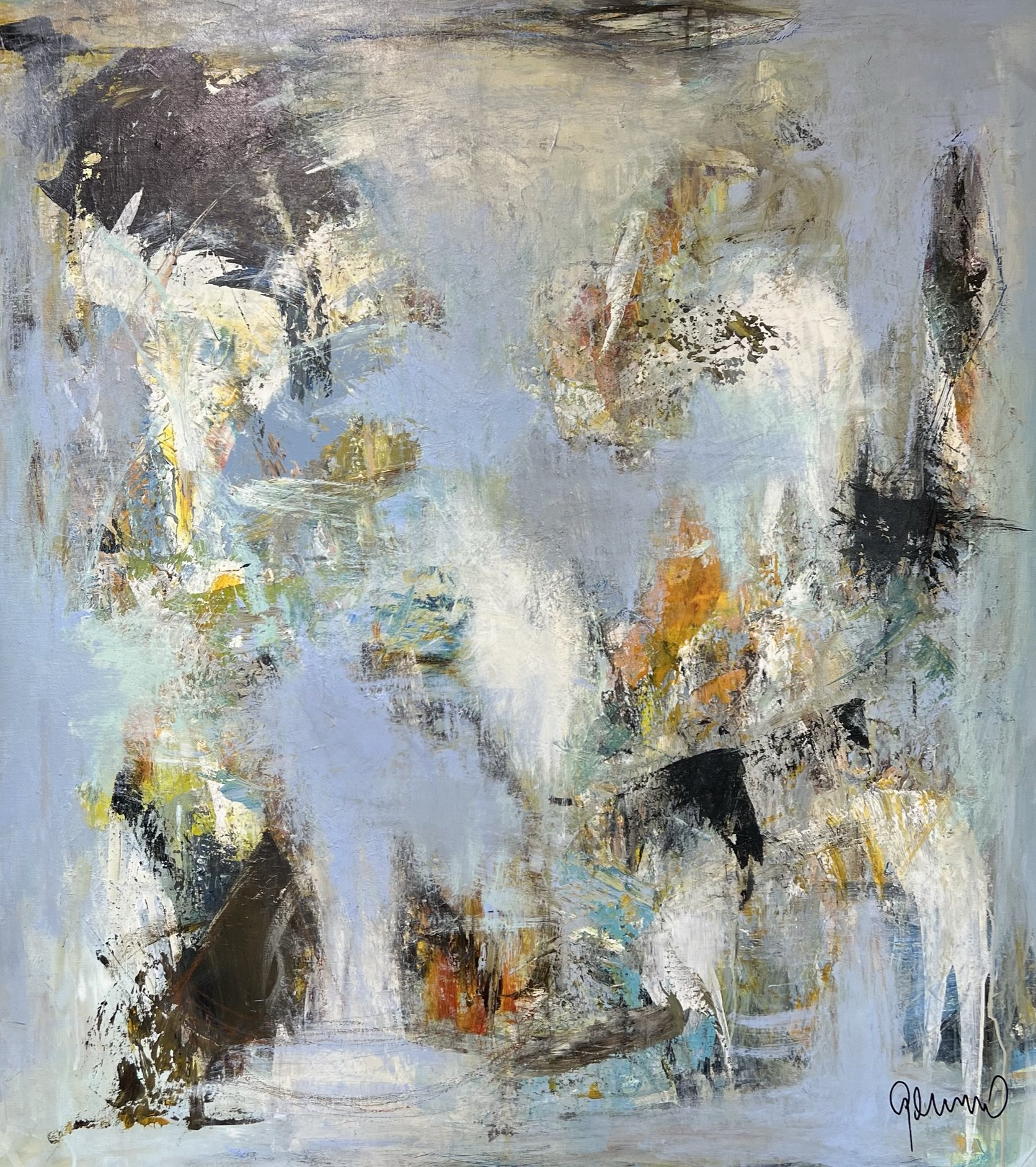 Susanne Gemmer 100x110cm abstrakt maleri