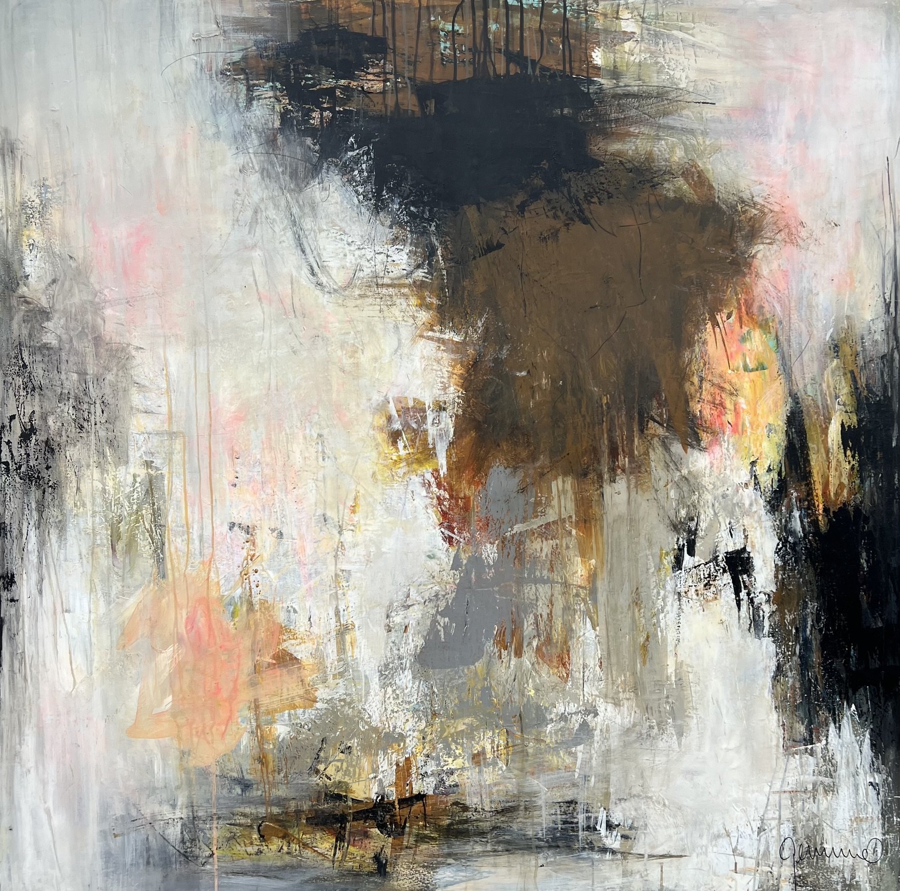 Susanne Gemmer 130x130cm abstrakt maleri