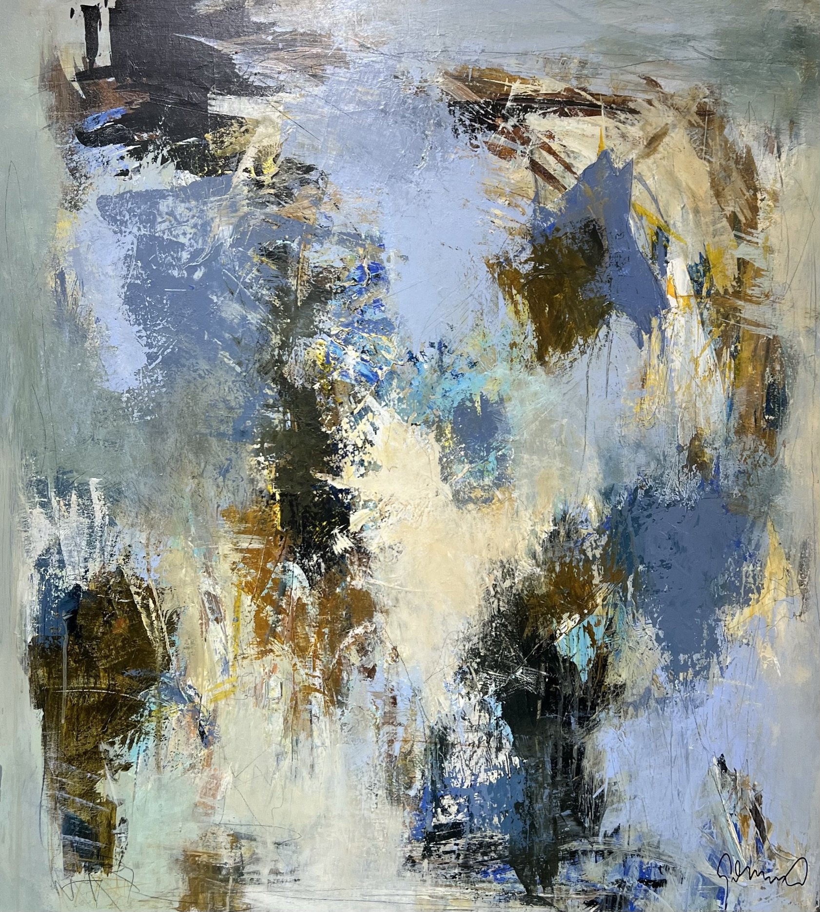 Susanne Gemmer 100x110cm abstrakt maleri