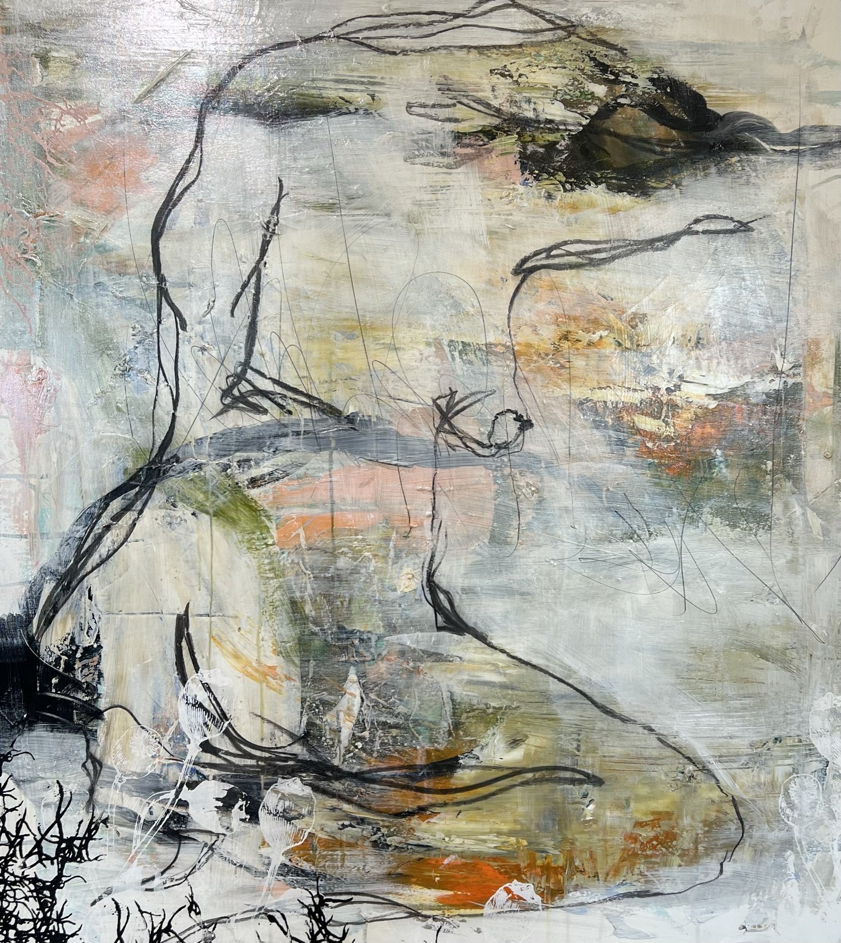 Rie Brdsgaard  90x100cm maleri  med ngen figur