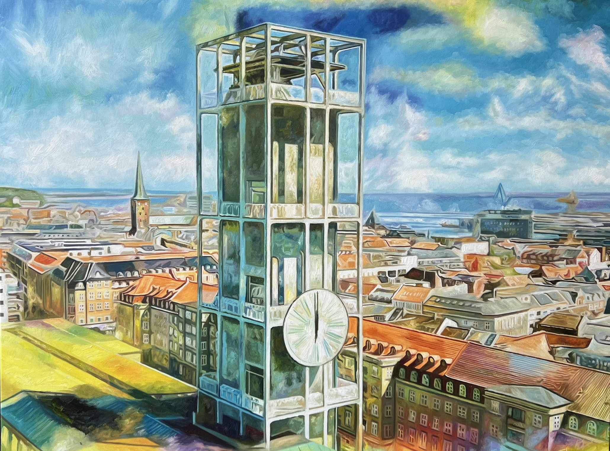 Rdhustrnet Aarhus 100x130cm af Sarah Hi