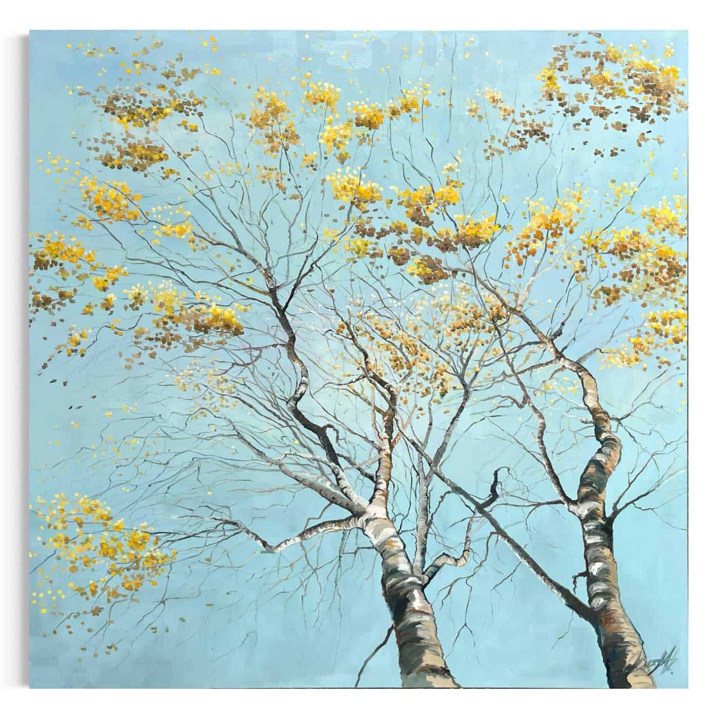 Efterrsbirke 120x120cm maleri af Anne Mette Harkes