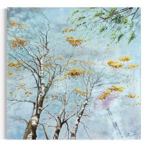 Ekkoet af birkenes ndedrt 100x100cm maleri af Anne Mette Harkes