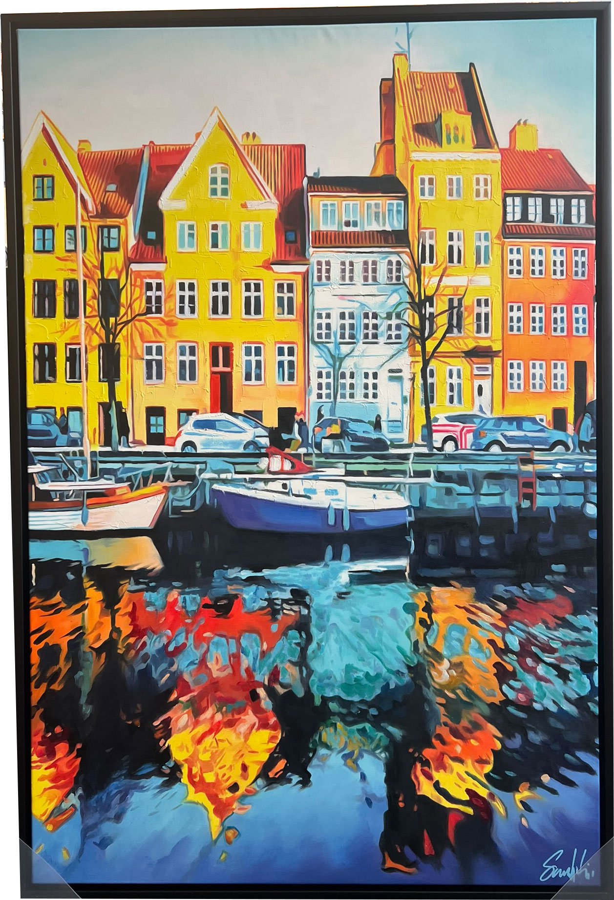 Nyhavn , oliemaleri 80x120cm af Sarah H�i