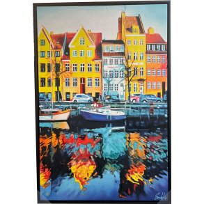 Nyhavn , oliemaleri 80x120cm af Sarah H�i