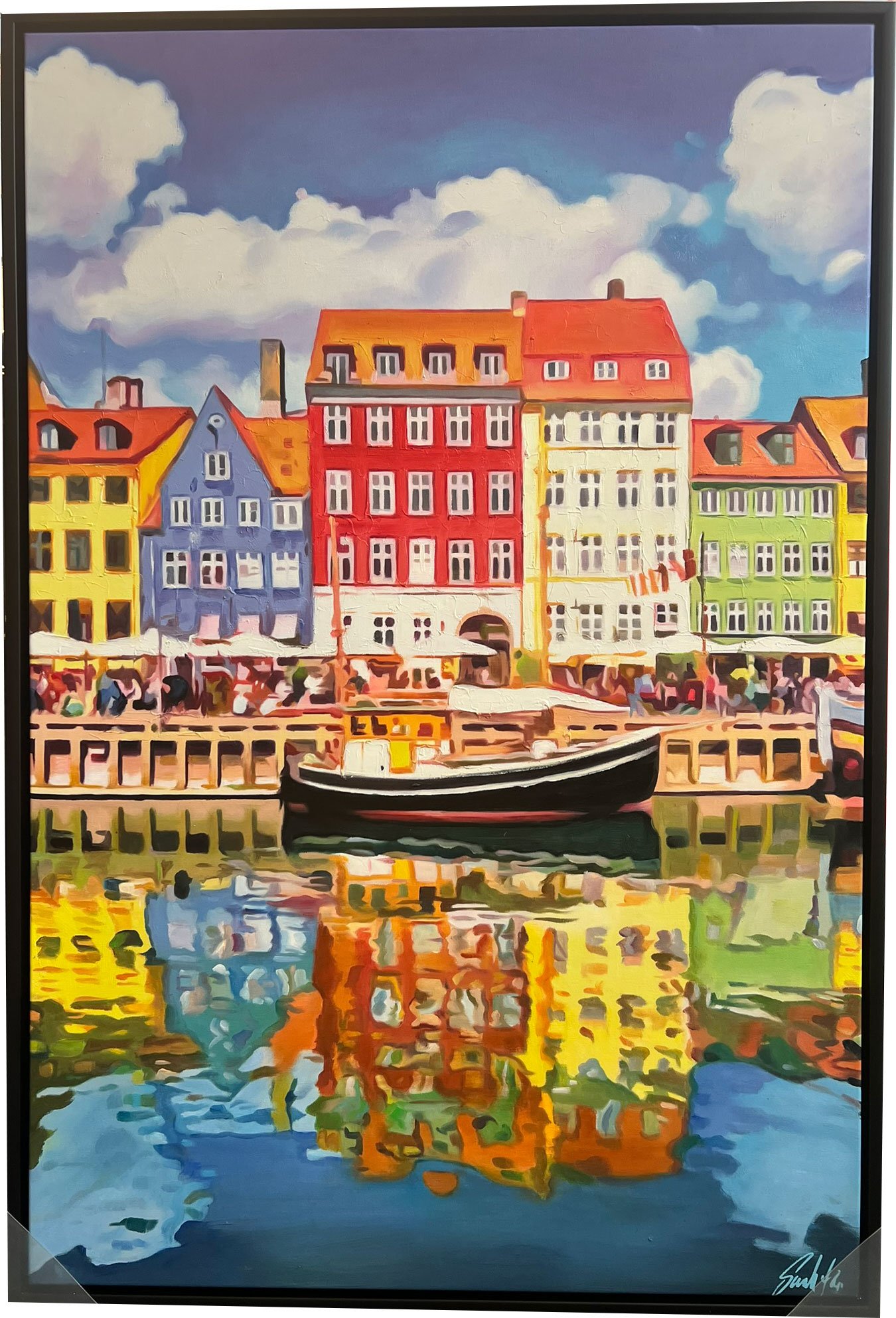 Nyhavn , oliemaleri 80x120cm af Sarah H�i