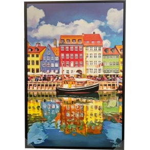 Nyhavn , oliemaleri 80x120cm af Sarah H�i