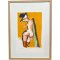 Litografi af Inge Hrup,  Lady with Boots 53x73cm