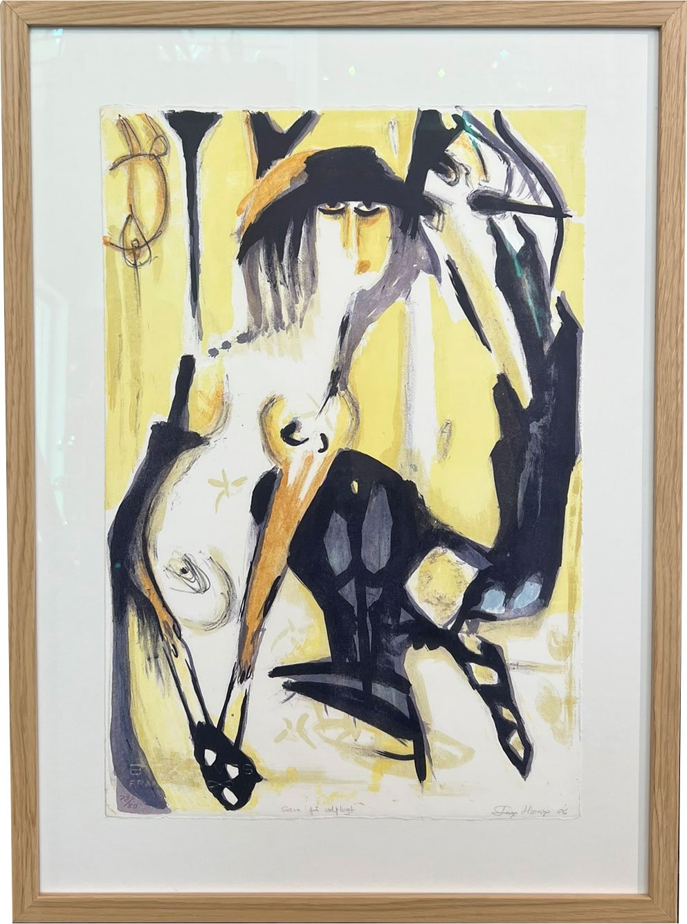Litografi af Inge Hrup,  P udflugt, 53x73cm