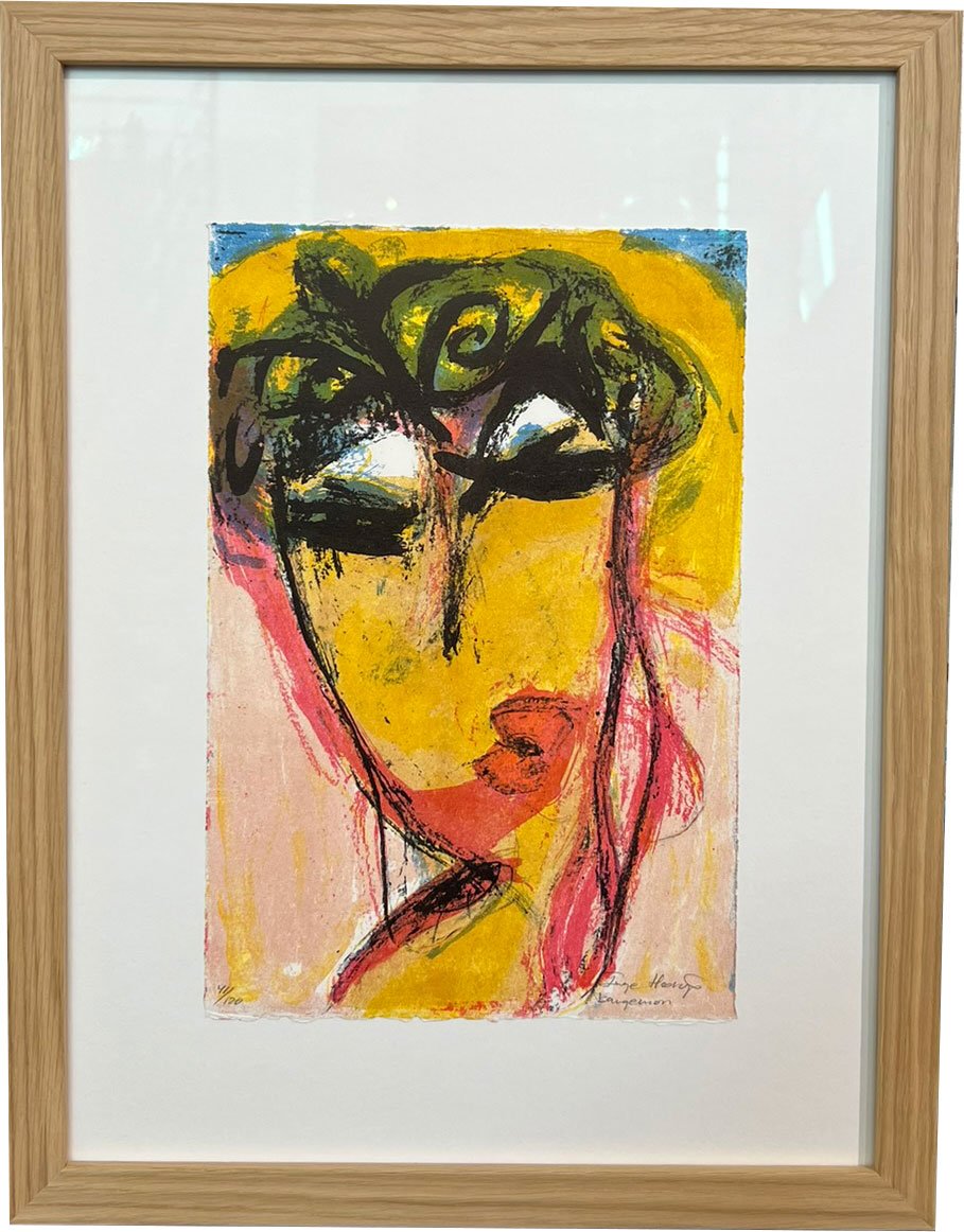 Portrt, Litografi af Inge Hrup 33x43cm