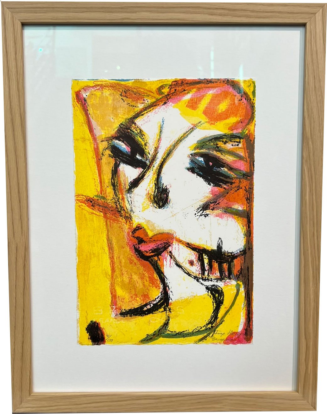 Portrt, Litografi af Inge Hrup 33x43cm