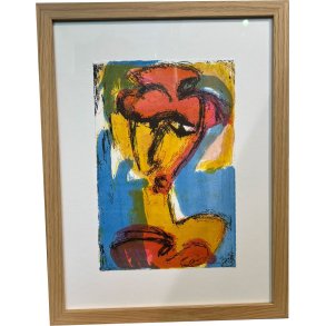 Portrt, Litografi af Inge Hrup 33x43cm