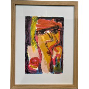 Portrt, Litografi af Inge Hrup 33x43cm