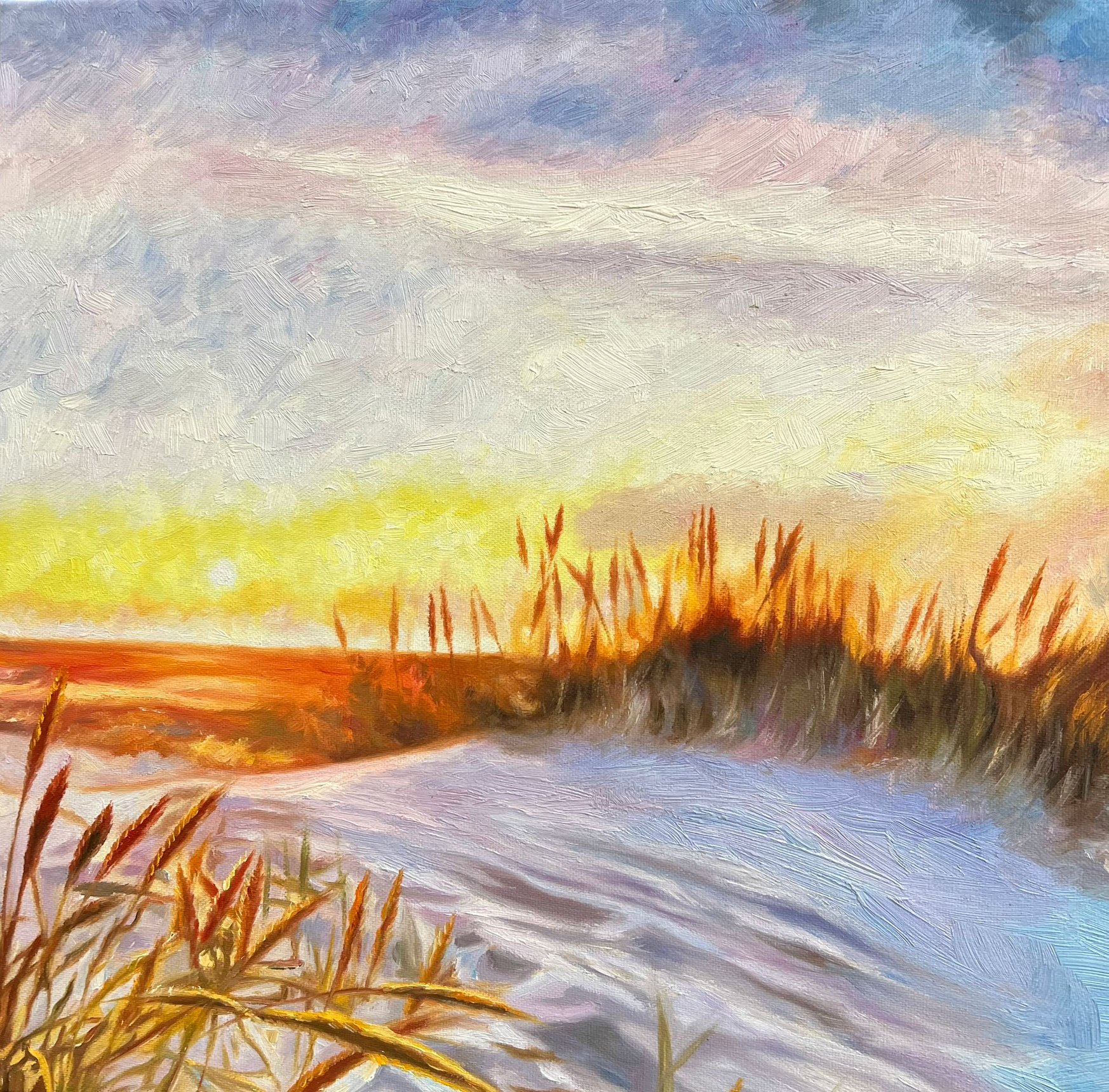Skagensmaleri IV, oliemaleri 50x50cm af Sarah Hi