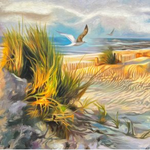 Skagensmaleri V, oliemaleri 50x50cm af Sarah Hi