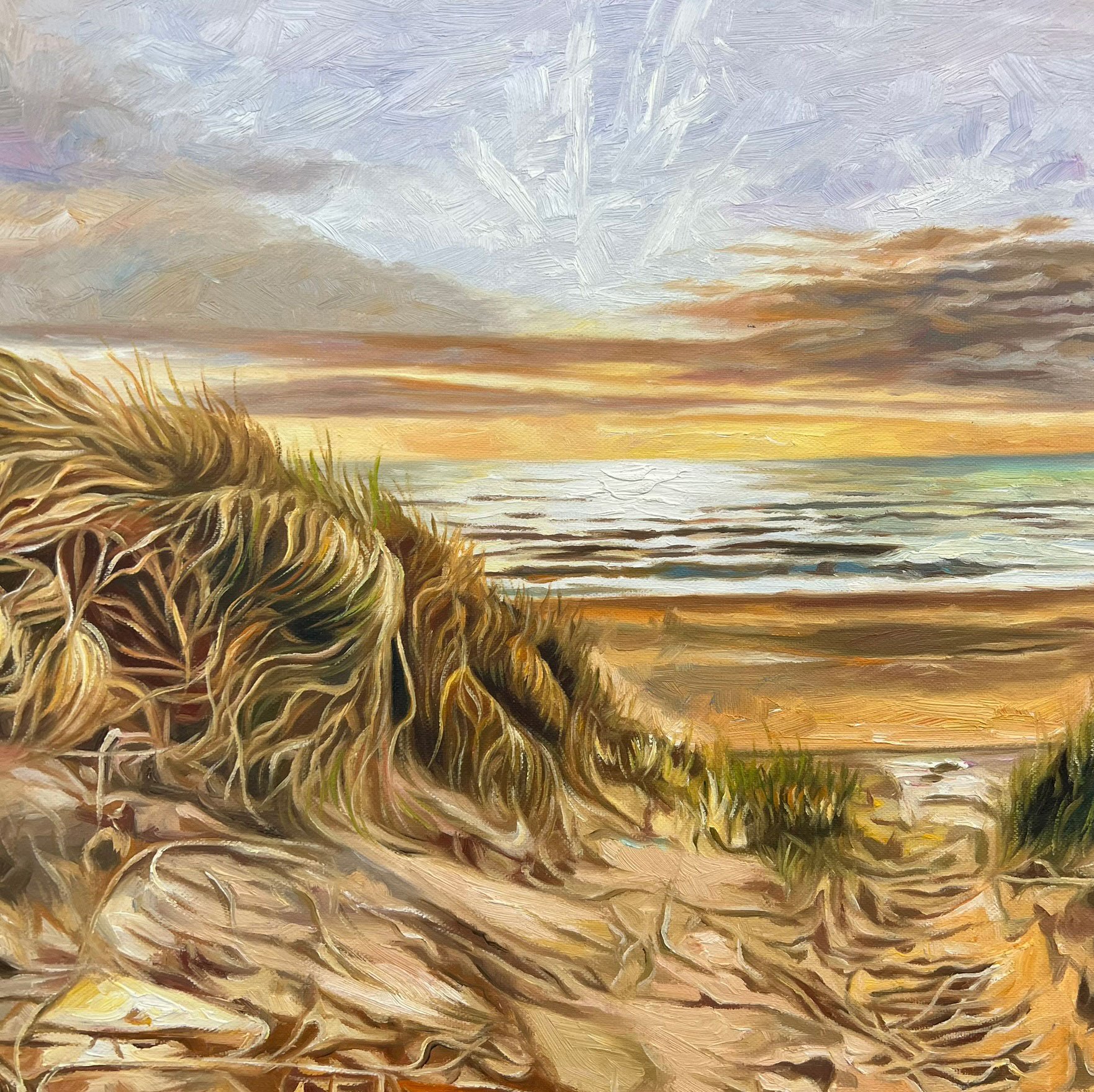 Skagensmaleri VI, oliemaleri 50x50cm af Sarah Hi