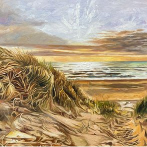 Skagensmaleri VI, oliemaleri 50x50cm af Sarah Hi