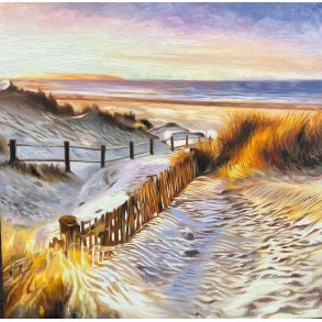 Skagensmaleri VII, oliemaleri 50x50cm af Sarah Hi