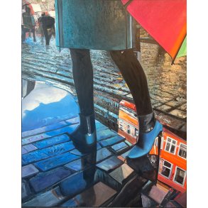 Cityscape, maleri af Sarah Hi 150x120cm