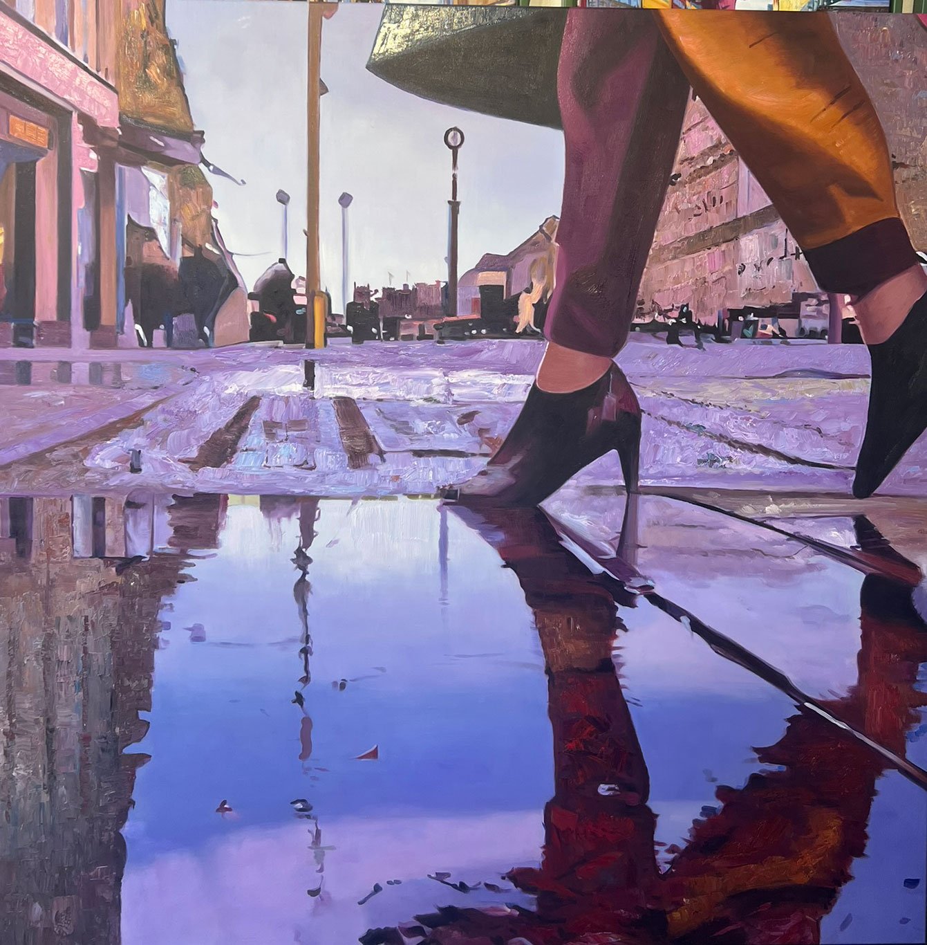 Cityscape, maleri af Sarah Hi 150x150cm