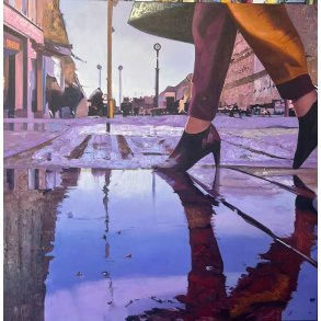 Cityscape, maleri af Sarah Hi 150x150cm