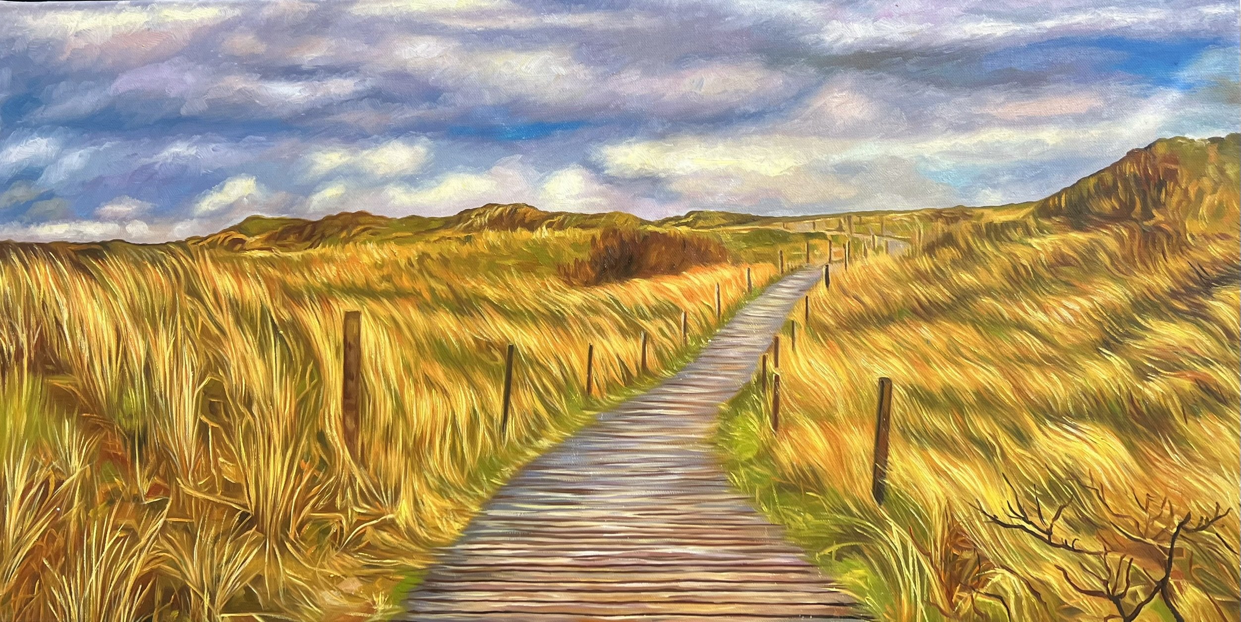 Ved Havet, oliemaleri 50x100cm