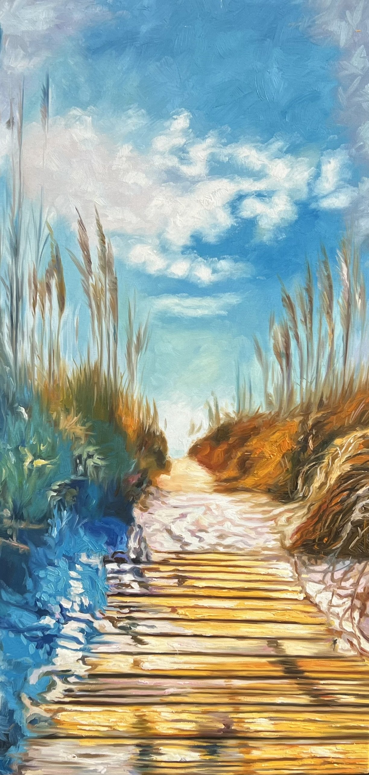 Ved Havet, oliemaleri 50x100cm