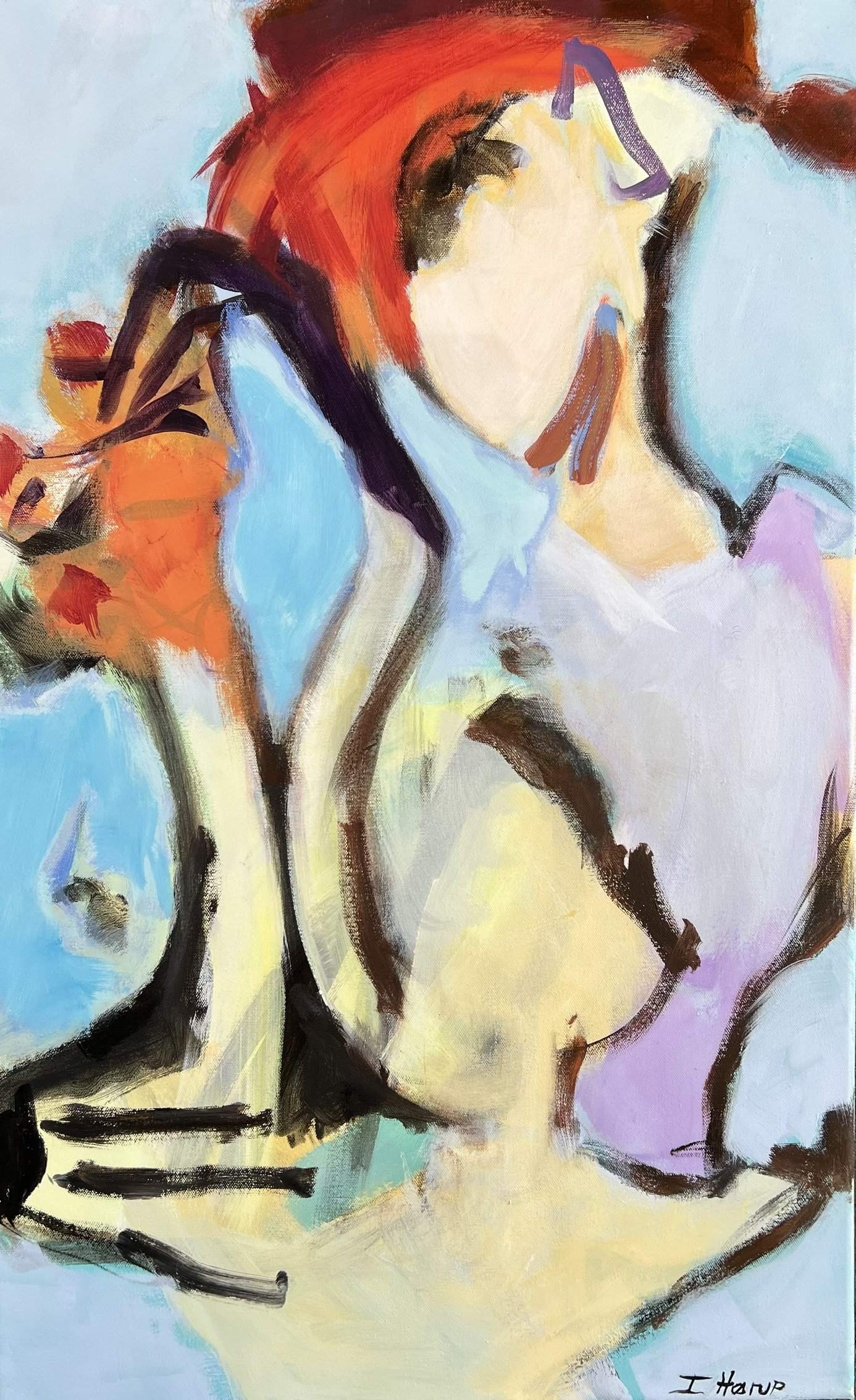maleri af Inge Hrup, the gardener II, 50x80cm