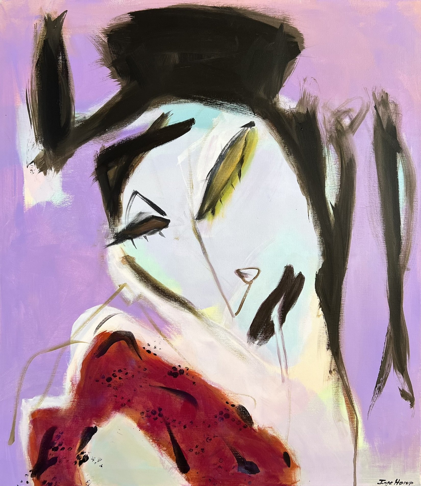 maleri af Inge Hrup, Blixen, 70x80cm
