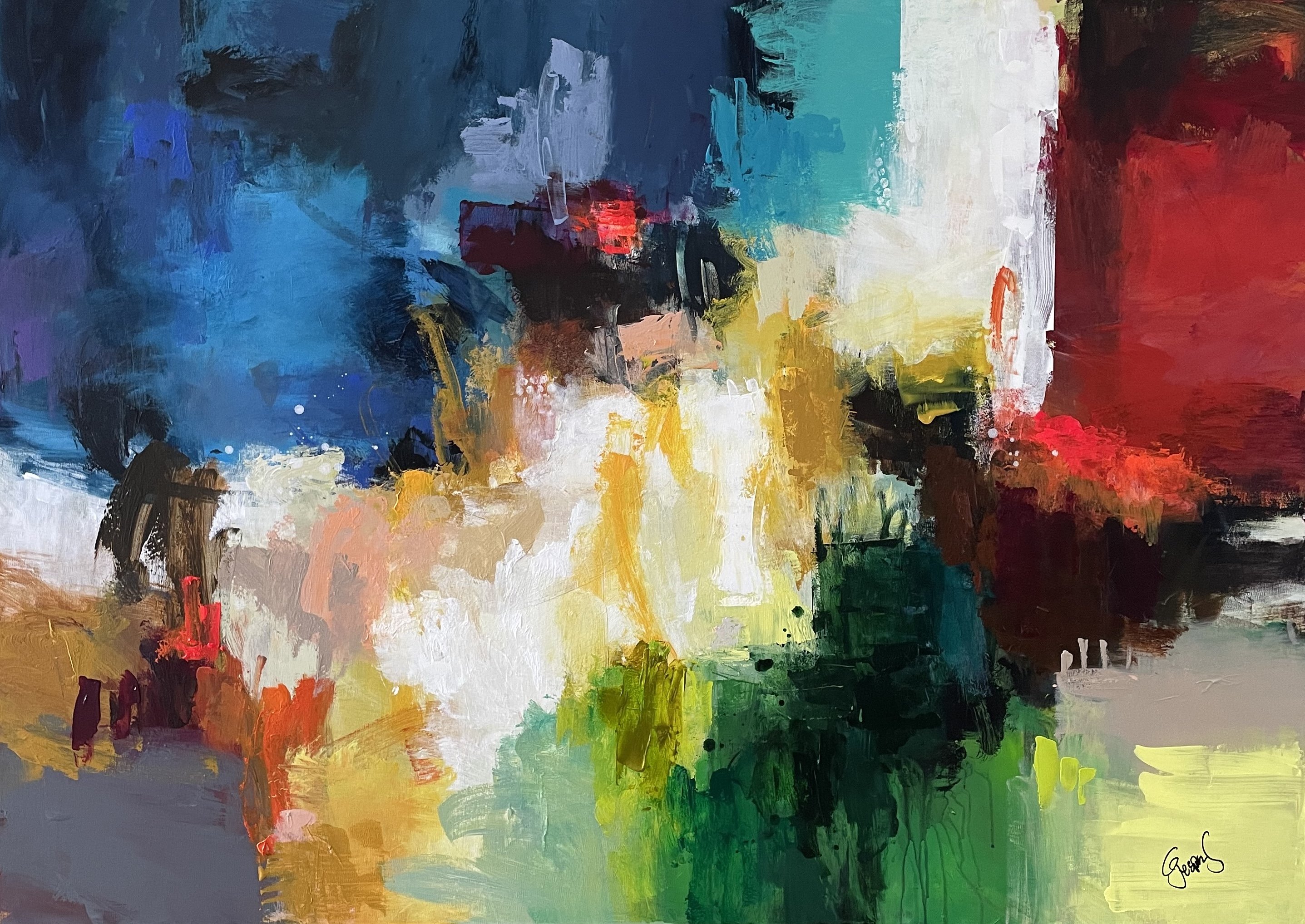 Somewhere in the sky 100x140cm maleri  af Jesper Srensen