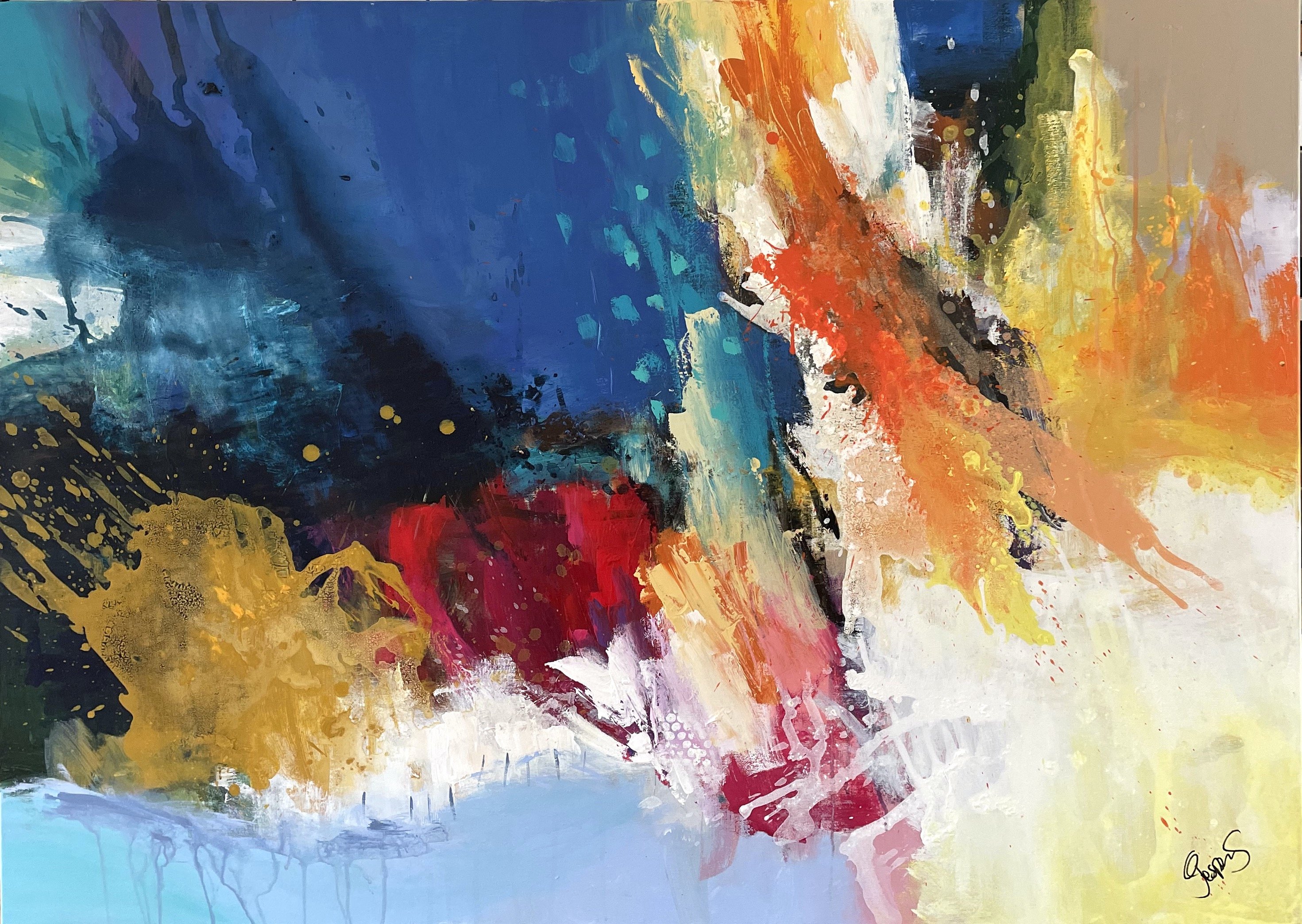 Across the universe 100x140cm maleri  af Jesper Srensen