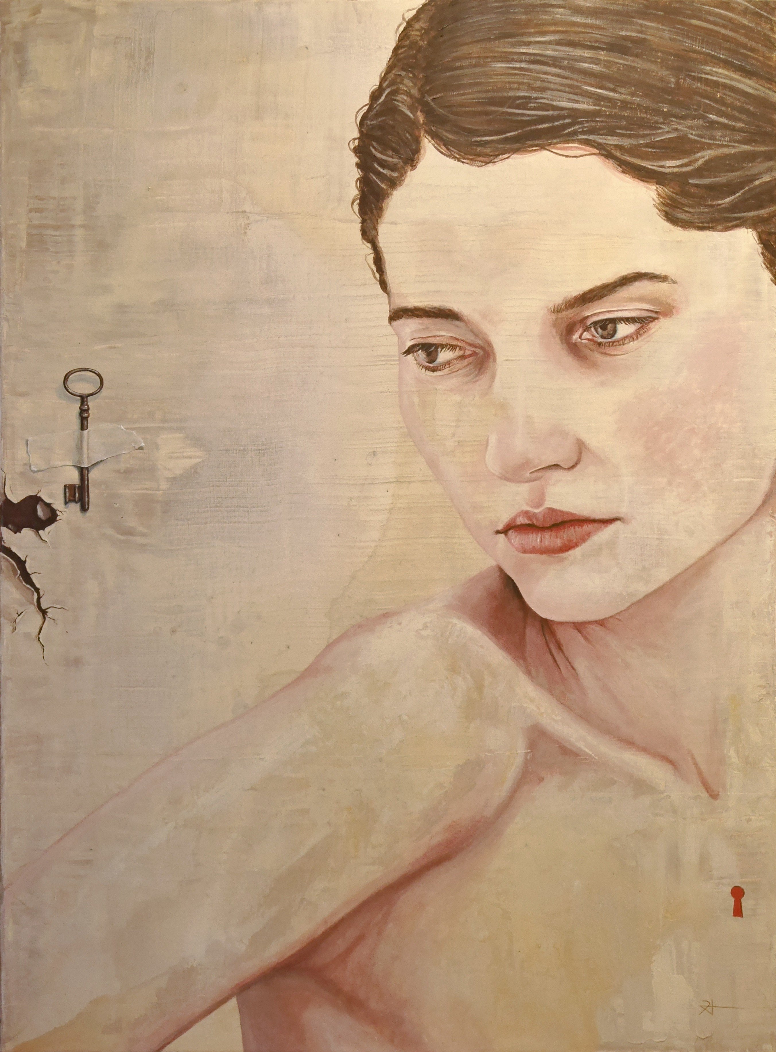 Delicately eroded maleri 80x60cm David Jurez