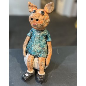 Dorit Knudsen Gris i rakubrndt keramik