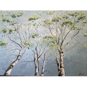 Birkenes forrsdans 90x120cm maleri af Anne Mette Harkes