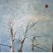 Opad gennem birkenes vinterdans 100x100cm maleri af Anne Mette Harkes